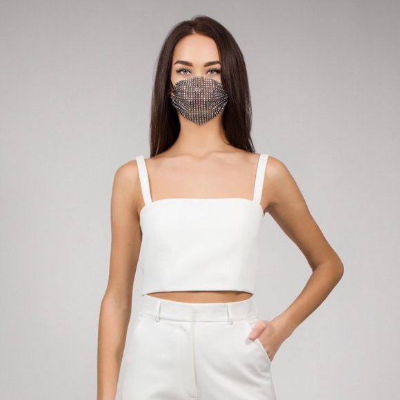 CROP WHITE TOP IVORY REAR ZIP - Picture 6 of 8